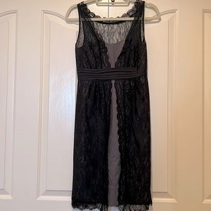 Moulinette Soeurs cocktail dress. Barely worn. Black lace overlay on smokey gray